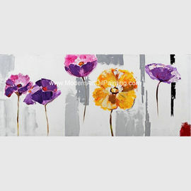 مرسومة باليد لوحات تجريدية قماش الفن ، الاكريليك جدار الفن الأزهار الأرجواني