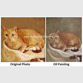 لوحة زيتية على شكل صورة قطة مرسومة يدويًا بنسيج يحول صورتك إلى لوحة