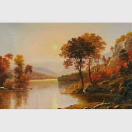 ريفر صن رايز لوحات زيتية أصلية للمناظر الطبيعية أفقية 50 سم × 60 سم
