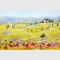 لوحة زيتية حديثة مجردة للمناظر الطبيعية صفراء حمراء ديكور شركات قرية توسكانا