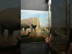 خلاصة الفيل الملونة اللوحة على قماش جدار الفن