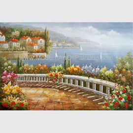 لوحة زيتية لساحل البحر الأبيض المتوسط ​​، لوحة زيتية لمنظر طبيعي إيطالي لتزيين الجدران