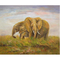 100٪ اليدوية الأسرة الفيل الحب لوحات زيتية على قماش لطيف الحيوان جدار الفن جدارية للديكور المنزل
